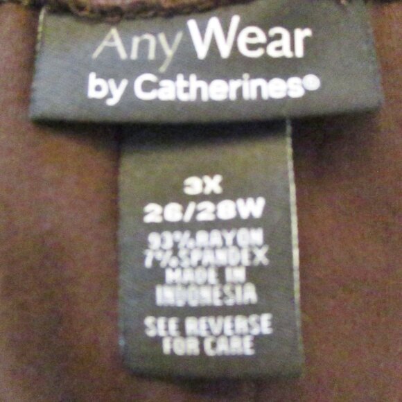 NWT Catherines AnyWear Womens Brown Pull On Slim Leg Pants Pockets Size 3X-26/28 - Picture 12 of 14